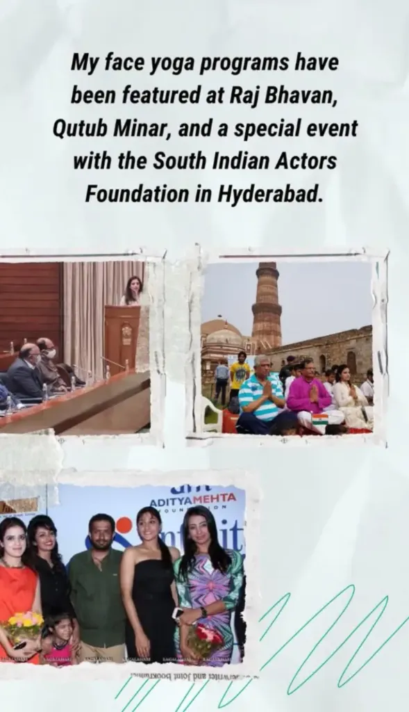 Face Yoga Programs at Raj Bhavan, Qutub Minar, and South Indian Actors Foundation