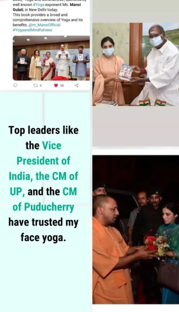 Top Indian Leaders, Vice President of India and Chief Ministers Trusting Mansi Gulati