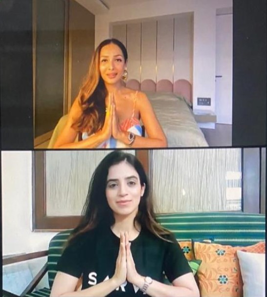 Mansi Gulati conducting Live 1-on-1 Face Yoga Session with Malaika Arora